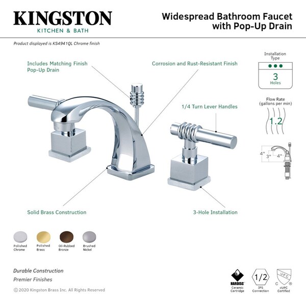 KS4948QL Milano Widespread Bathroom Faucet, Brushed Nickel